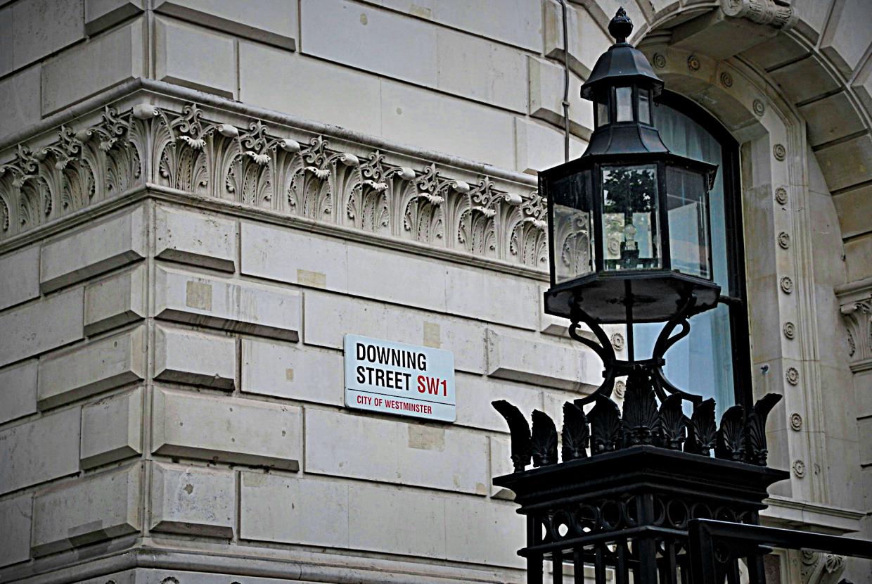 A street sign of Downing Street.